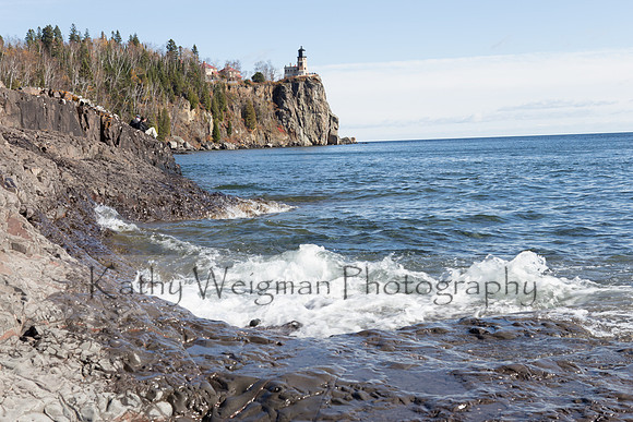 Split Rock Lighthouse with waves