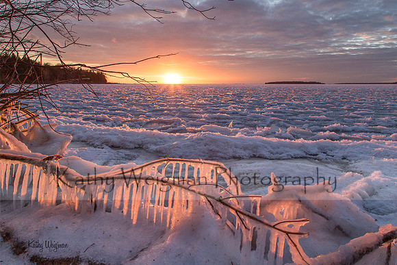Winter Sunset with Icicles